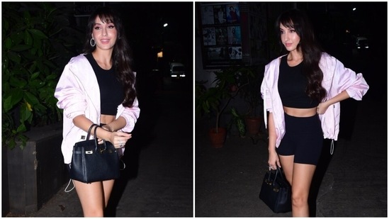 Nora Fatehi turns Sexy Boss Lady in black leather shorts, crop