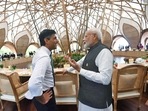 Prime Minister Narendra Modi interacts with his United Kingdom counterpart Rishi Sunak on the first day of the 17th G20 Summit, in Bali on Tuesday. Prime Minister Narendra Modi interacts with his United Kingdom counterpart Rishi Sunak on the first day of the 17th G20 Summit, in Bali on Tuesday.