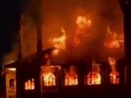 Massive fire breaks out at Jamia Masjid in Drass area of Kargil.