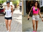 Malaika Arora and Janhvi Kapoor keep their gym fashion trendy in stylish looks. (HT Photo/Varinder Chawla) Malaika Arora and Janhvi Kapoor keep their gym fashion trendy in stylish looks. (HT Photo/Varinder Chawla)