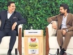 Akshay Kumar and Ram Charan at the 20th Hindustan Times Leadership Summit. 