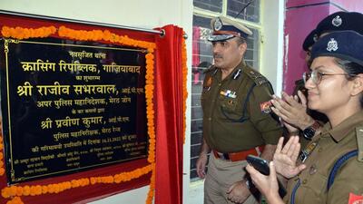 Rajeev Sabharwal, Additional Director General of Police, Meerut Zone, inaugurates the new police station at Crossing Republik, in Ghaziabad, India, on Wednesday. (Sakib Ali /HT Photo) Rajeev Sabharwal, Additional Director General of Police, Meerut Zone, inaugurates the new police station at Crossing Republik, in Ghaziabad, India, on Wednesday. (Sakib Ali /HT Photo)