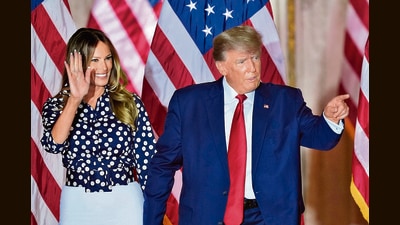 Former President Donald Trump stands on stage with former first lady Melania Trump after announcing a third run for president at Mar-a-Lago in Palm Beach, Fla., November 15, 2022 (AP) Former President Donald Trump stands on stage with former first lady Melania Trump after announcing a third run for president at Mar-a-Lago in Palm Beach, Fla., November 15, 2022 (AP)