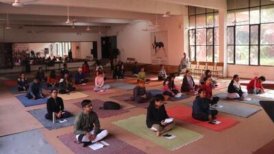 The workshop underway at the Chandigarh Yoga College. (HT Photo)