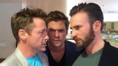 Chris Evans, Chris Hemsworth and Robert Downey Jr. Chris Evans, Chris Hemsworth and Robert Downey Jr.