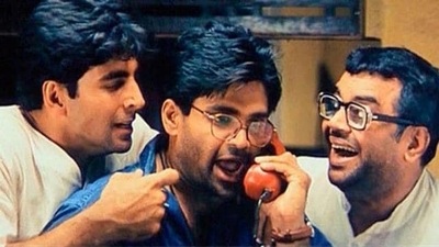 A still from Hera Pheri featuring AKshay Kumar, Suniel Shetty, and Paresh Rawal. A still from Hera Pheri featuring AKshay Kumar, Suniel Shetty, and Paresh Rawal.