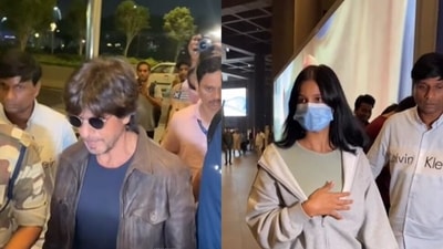 Shah Rukh Khan and Suhana Khan at the Mumbai airport. Shah Rukh Khan and Suhana Khan at the Mumbai airport.