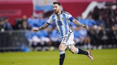 Argentina's Lionel Messi celebrates his goal during the second half of an international friendly (AP) Argentina's Lionel Messi celebrates his goal during the second half of an international friendly (AP)