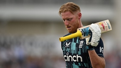 Ben Stokes reacts as he leaves the pitch after being out in his final ODI appearance (AFP) Ben Stokes reacts as he leaves the pitch after being out in his final ODI appearance (AFP)