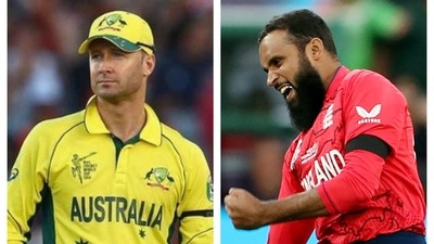 Michael Clarke and Adil Rashid Michael Clarke and Adil Rashid