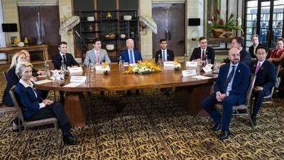 World leaders during a meeting of G7 and NATO leaders in Bali, Indonesia, Wednesday, (AP) World leaders during a meeting of G7 and NATO leaders in Bali, Indonesia, Wednesday, (AP)
