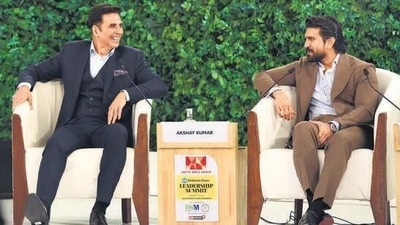 Akshay Kumar and Ram Charan at the 20th Hindustan Times Leadership Summit.