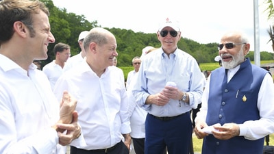 Prime Minister Narendra Modi with US President Joe Biden, German Chancellor Olaf Scholz and French President Emmanuel Macron at Bali Mangrove on G-20 sidelines today Prime Minister Narendra Modi with US President Joe Biden, German Chancellor Olaf Scholz and French President Emmanuel Macron at Bali Mangrove on G-20 sidelines today