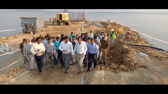 A team of UP government officials visited Bundelkhand for a status check of tap water at each doorstep scheme on Wednesday. (HT photo)