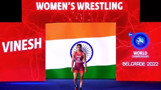 Indian wrestler Vinesh Phogat wins a Bronze medal at the World Wrestling Championships 2022(ANI)