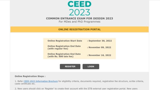 IIT UCEED CEED 2023 registration process ends today with late fee