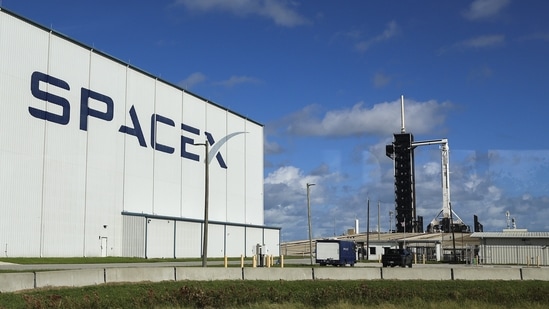 SpaceX's Falcon 9 rocket with the Dragon spacecraft atop is seen as Space X and NASA prepare for the launch of the Crew-5 mission.(AFP)