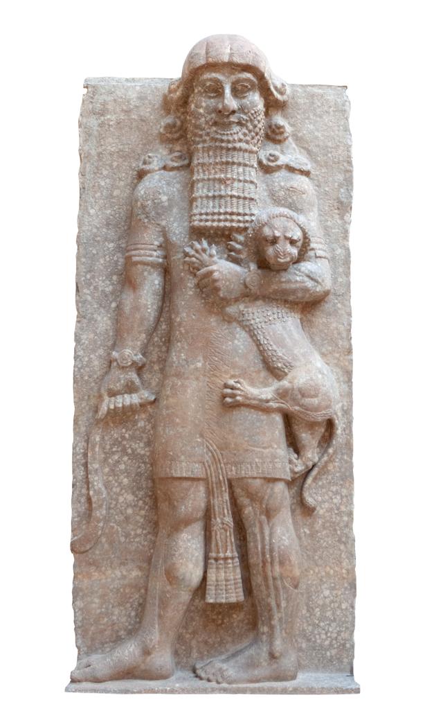 Gilgamesh as Master of Animals, grasping a lion in his left arm and snake in his right hand in an Assyrian palace relief from Dur-Sharrukin (Shutterstock) Gilgamesh as Master of Animals, grasping a lion in his left arm and snake in his right hand in an Assyrian palace relief from Dur-Sharrukin (Shutterstock)