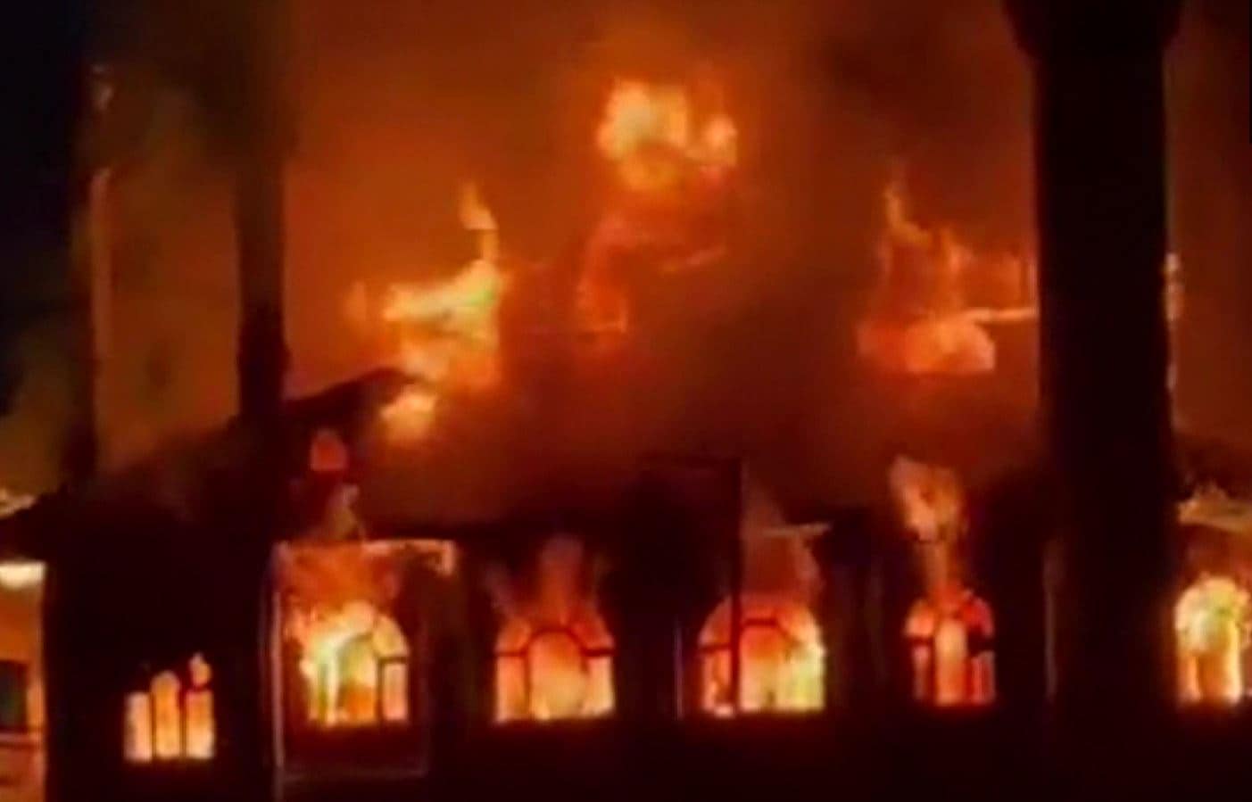 A massive fire completely damaged Jamia Masjid in Drass area of Kargil. The fire was later doused with the help of Army, Police and Fire but caused massive damage to the Masjid, ANI reported. (ANI)