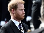 Prince Harry: Britain's Prince Harry follows the coffin of Queen Elizabeth II during her funeral procession.