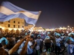 Argentina fans dance with drums at a popular tourist area in Souq Waqif, ahead of the FIFA World Cup 2022 soccer tournament in Doha.