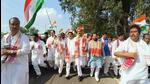 Assam Congress in-charge Jitendra Singh Alwar with former Manipur chief minister Okram Ibobi Singh and other leaders during the party's 'Bharat Jodo Yatra' at Singimari in Kamrup on Wednesday. (ANI Photo) Assam Congress in-charge Jitendra Singh Alwar with former Manipur chief minister Okram Ibobi Singh and other leaders during the party's 'Bharat Jodo Yatra' at Singimari in Kamrup on Wednesday. (ANI Photo)