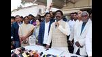Jharkhand chief minister Hemant Soren addresses a press conference before leaving for the ED office in Ranchi on Thursday. (ANI)