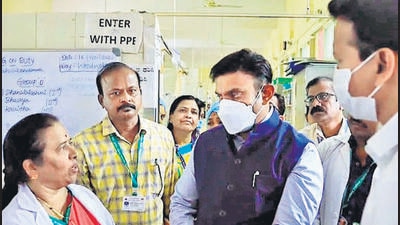Health minister K Sudhakar’s announcement comes in the backdrop of the death of a pregnant woman and her newborn twins at Tumakuru district hospital this month, after the hospital denied her treatment, citing that she had no Aadhaar and Mother Card. (ANI) Health minister K Sudhakar’s announcement comes in the backdrop of the death of a pregnant woman and her newborn twins at Tumakuru district hospital this month, after the hospital denied her treatment, citing that she had no Aadhaar and Mother Card. (ANI)
