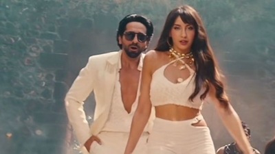 Ayushmann Khurrana and Nora Fatehi in An Action Hero song Jehda Nasha. Ayushmann Khurrana and Nora Fatehi in An Action Hero song Jehda Nasha.