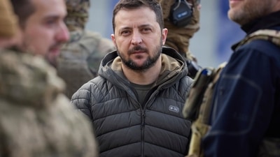 Russia-Ukraine War: Ukrainian President Volodymyr Zelenskyy is seen during his visit to Kherson. (AP) Russia-Ukraine War: Ukrainian President Volodymyr Zelenskyy is seen during his visit to Kherson. (AP)