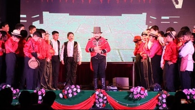 A scene from an item in the evening’s programme at St Francis’ College, in Lucknow on Thursday (HT Photo)