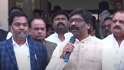 Hemant Soren addresses media ahead of his ED appearance on Thursday in the illegal mining case.