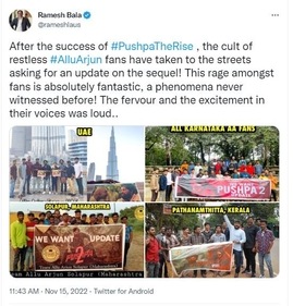 With banners in their hands that read ‘we want Pushpa 2 update’, fans in small groups went on the streets.
