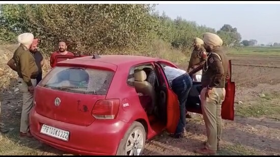 The car in which the woman’s body was found in Zirakpur on Wednesday. (HT File)