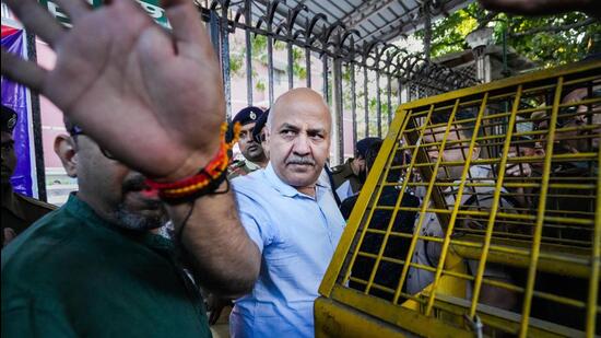 Delhi Deputy Chief Minister and AAP leader Manish Sisodia comes out after meeting the Election Commission of India at Nirvachan Sadan in New Delhi, Wednesday. The CBI has previously claimed that Dinesh Arora is a ‘close associate’ of Sisodia. (PTI)