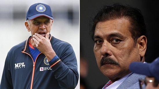 Ravi Shastri (Right) is not in favour of Rahul Dravid's coaching staff being given breaks(Getty Images)
