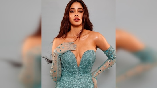 Janhvi Kapoor's breathtaking gown is from the luxury designer house of Falguni Shane Peacock.(Instagram/@janhvikapoor)