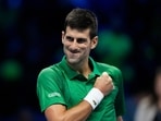 Serbia's Novak Djokovic celebrates after winning against Russia's Daniil Medvedev during their singles tennis match of the ATP World Tour Finals, at the Pala Alpitour in Turin.(AP) Serbia's Novak Djokovic celebrates after winning against Russia's Daniil Medvedev during their singles tennis match of the ATP World Tour Finals, at the Pala Alpitour in Turin.(AP)