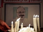 The Committee to Protect Journalists and other press freedom activists hold a candlelight vigil in front of the Saudi Embassy to remember journalist Jamal Khashogg.