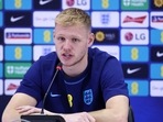 England's Aaron Ramsdale during a press conference.