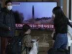 North Korea Missile: A TV screen shows a file image of North Korea's missile launch. North Korea Missile: A TV screen shows a file image of North Korea's missile launch.