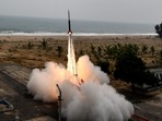 Vikram-S lifts off from the Satish Dhawan Space Centre in Sriharikota.(AFP) Vikram-S lifts off from the Satish Dhawan Space Centre in Sriharikota.(AFP)