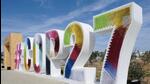COP27 sign at the Green Zone at the UN climate summit in Red Sea resort of Sharm el-Sheikh, Egypt. (REUTERS)