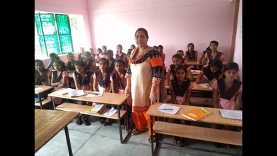 Girl students attending their class in a government school in Prayagraj. (HT file) Girl students attending their class in a government school in Prayagraj. (HT file)