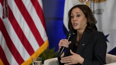 US vice president Kamala Harris is seen. (AP)