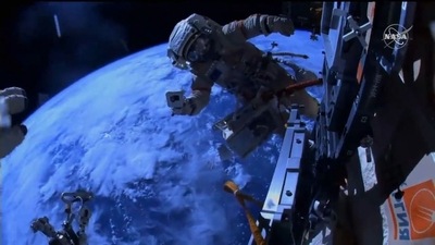 The image, taken from the Instagram video, shows a cosmonaut aboard ISS spacewalking. (Instagram/@iss)