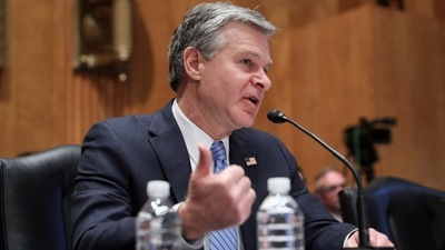 Chinese police stations in US: FBI Director Christopher Wray gives a statement during a U.S. Senate Homeland Security and Governmental Affairs Committee hearing. (Reuters)