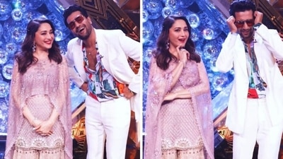 Madhuri Dixit and Vicky Kaushal danced together to reprise version of Mere Samne Wali Khidki Mein. Madhuri Dixit and Vicky Kaushal danced together to reprise version of Mere Samne Wali Khidki Mein.