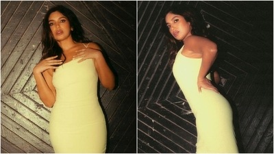 Actor Bhumi Pednekar is cementing her position as the glam goddess of Bollywood with one stunning look after another. The Govinda Naam Mera star took to Instagram recently to drop several pictures of herself in a bodycon ensemble that screamed holiday season vibes. If you have already begun thinking about your Christmas or New Year shopping, this ensemble should be on your mood board. (Instagram) Actor Bhumi Pednekar is cementing her position as the glam goddess of Bollywood with one stunning look after another. The Govinda Naam Mera star took to Instagram recently to drop several pictures of herself in a bodycon ensemble that screamed holiday season vibes. If you have already begun thinking about your Christmas or New Year shopping, this ensemble should be on your mood board. (Instagram)