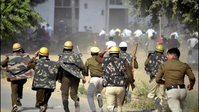 Hundreds of people from across Haryana, Uttar Pradesh, Bihar, Uttarakhand and Madhya Pradesh had gathered near the toll plaza Friday morning to press for the demand for an ‘Ahir regiment’ in the Army. (ANI) Hundreds of people from across Haryana, Uttar Pradesh, Bihar, Uttarakhand and Madhya Pradesh had gathered near the toll plaza Friday morning to press for the demand for an ‘Ahir regiment’ in the Army. (ANI)